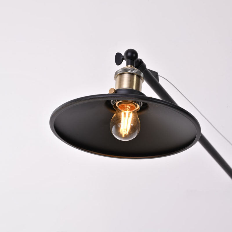 Black Extended Arm Wall Lamp with Antique Brass Hardware Arm by Bethel - view 3