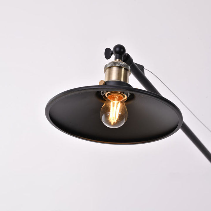 Black Extended Arm Wall Lamp with Antique Brass Hardware Arm by Bethel - view 3