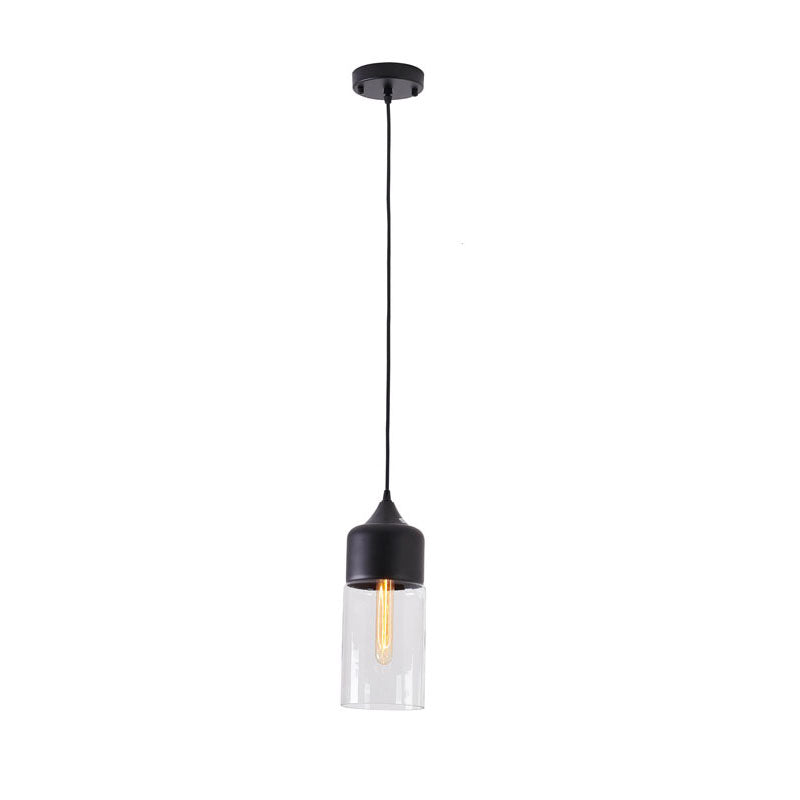Frame Single Pendant Light with Clear Glass Shade in Black by Bethel