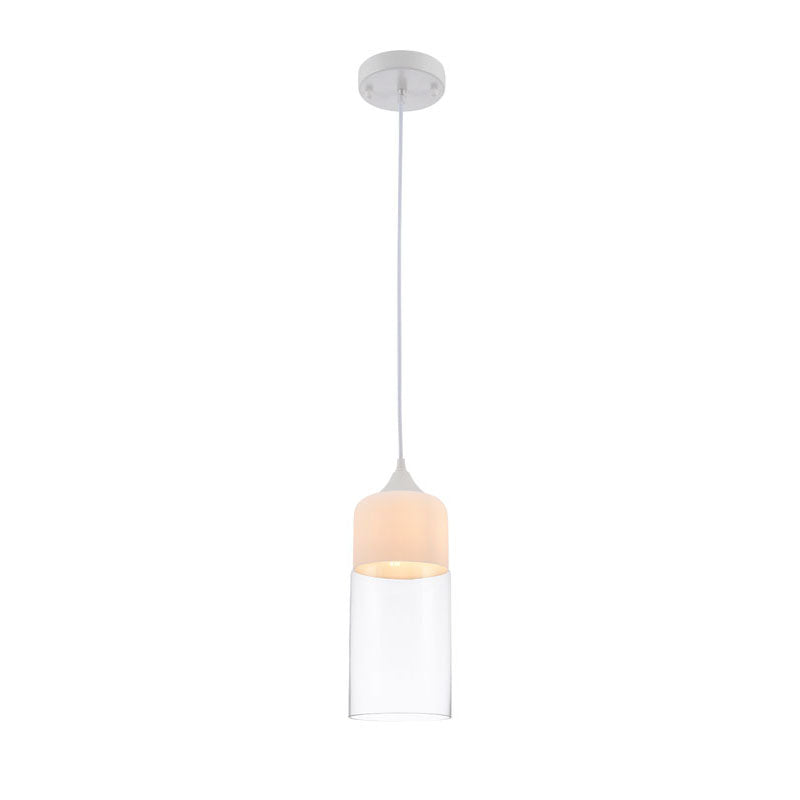 Frame Single Pendant Light with Clear Glass Shade in Matte White by Bethel