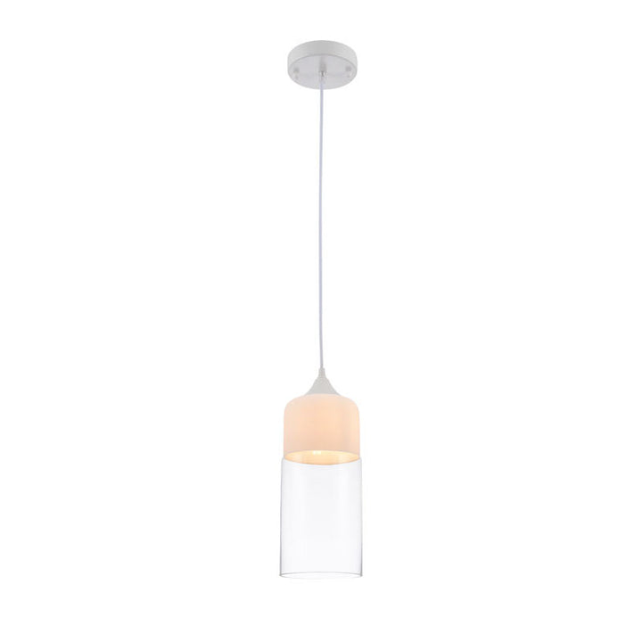 Frame Single Pendant Light with Clear Glass Shade in Matte White by Bethel