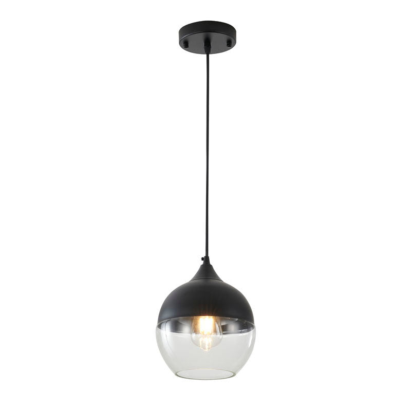 Single Pendant Light with Clear Glass Shade in Matte Black by Bethel