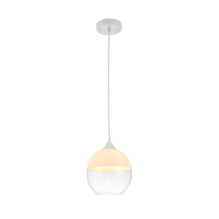 Single Pendant Light with Clear Glass Shade in Matte White by Bethel