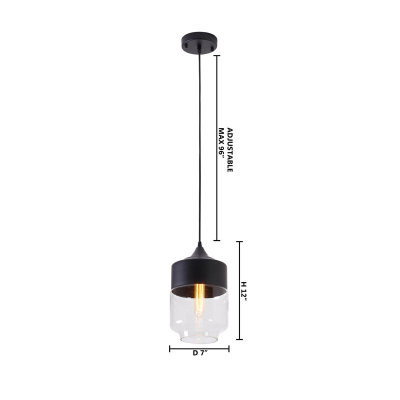 Black Frame Single Pendant Light with Clear Glass Shade by Bethel - view 7