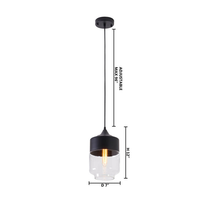 Black Frame Single Pendant Light with Clear Glass Shade by Bethel - view 7