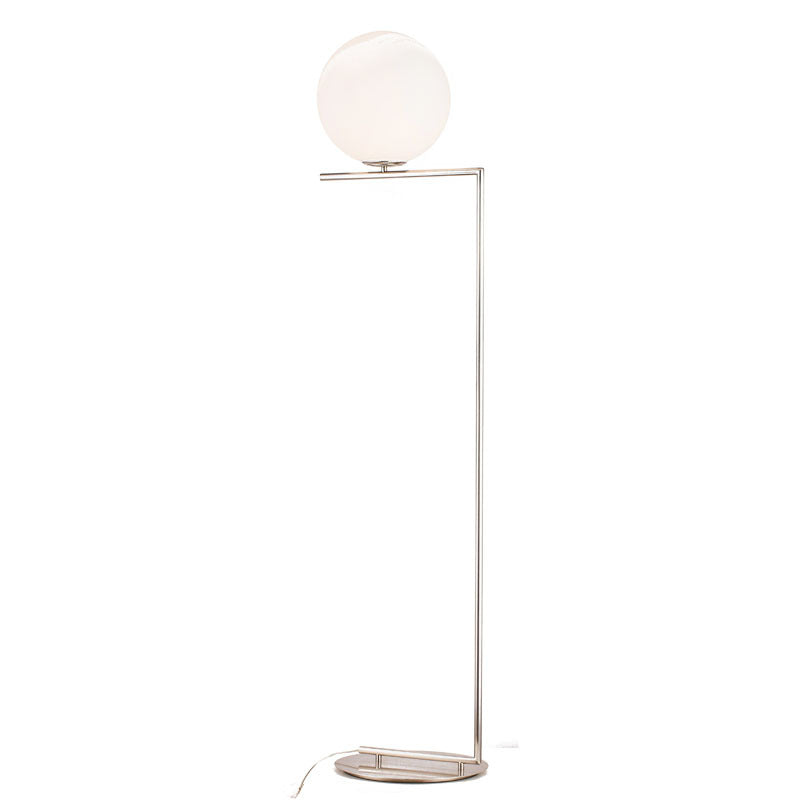Satin Nickel Glass Floor Lamp by Bethel