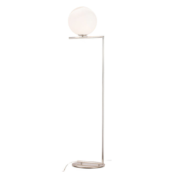 Satin Nickel Glass Floor Lamp by Bethel
