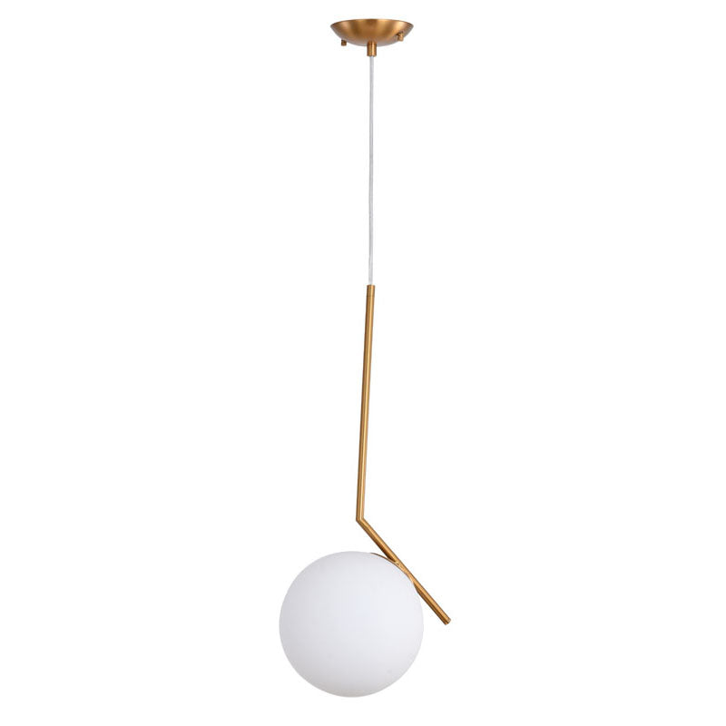 Iron Frame Single Pendant Light with Milk Glass Shade by Bethel - view 2