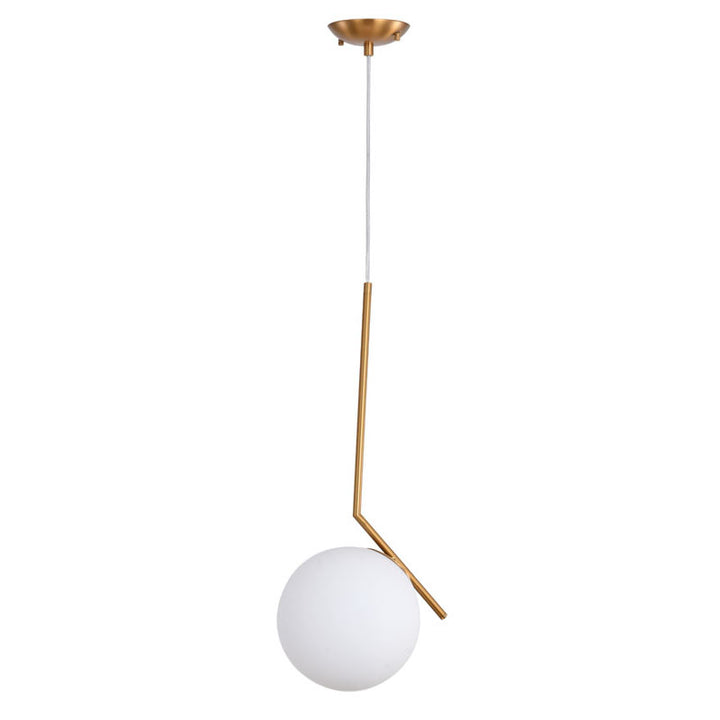 Iron Frame Single Pendant Light with Milk Glass Shade by Bethel - view 2