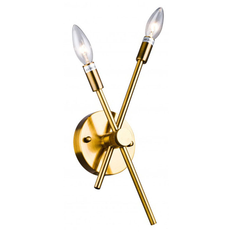 Two Pipe Arm Wall Sconce in a Finish in Gold by Bethel