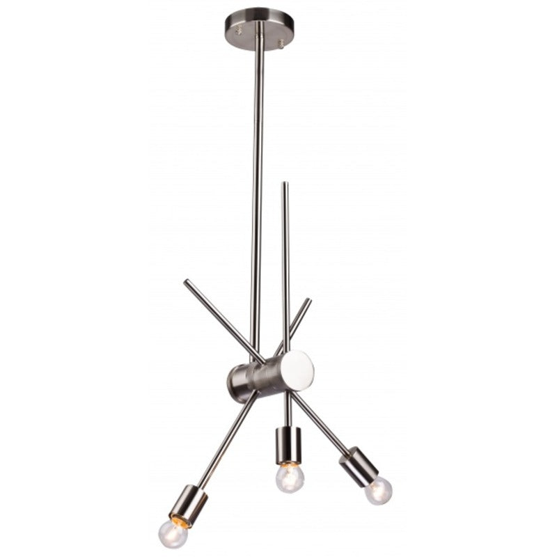 Frame Ceiling Fixture with Adjustable Three Arm in Satin Nickel by Bethel