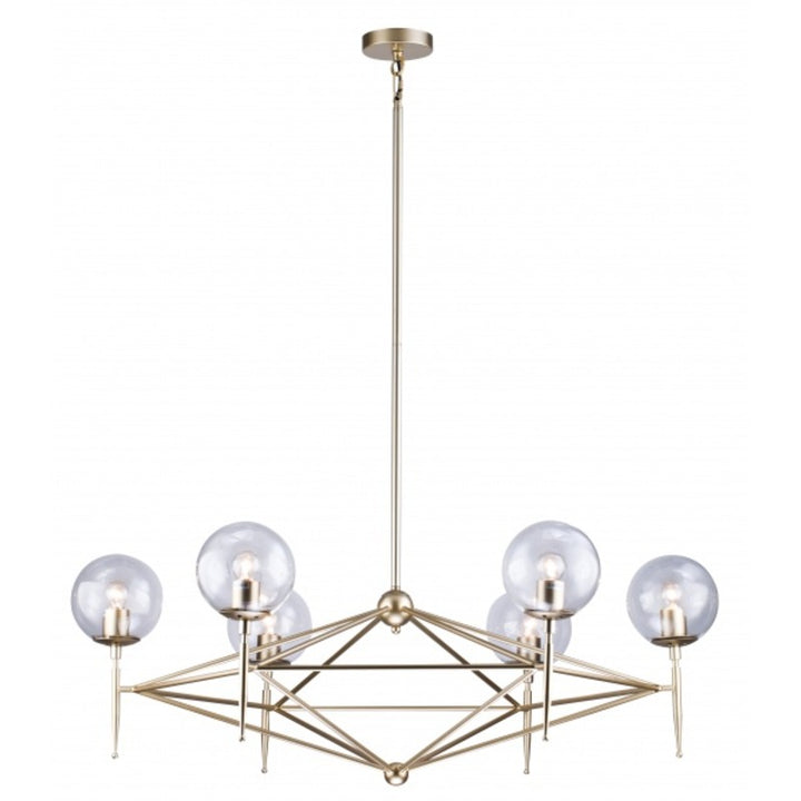 Gold Iron Frame Ceiling Fixture with Clear Glass Globe Shades by Bethel