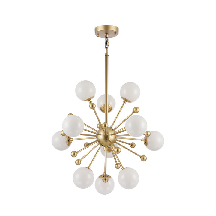 Gold Spike Light Fixture with White Glass Globe Shades by Bethel - view 2