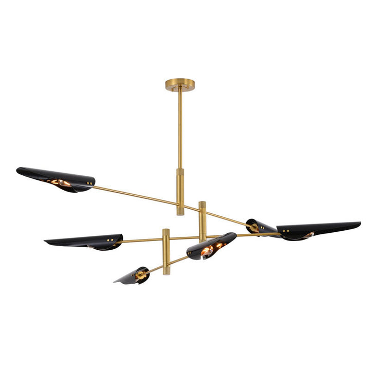 Arm Frame Chandelier with Shades in Brass by Bethel