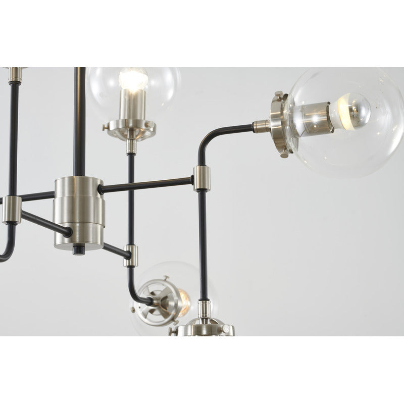 Polished Nickel and Black Frame Chandelier with Clear Glass Shades by Bethel - view 2