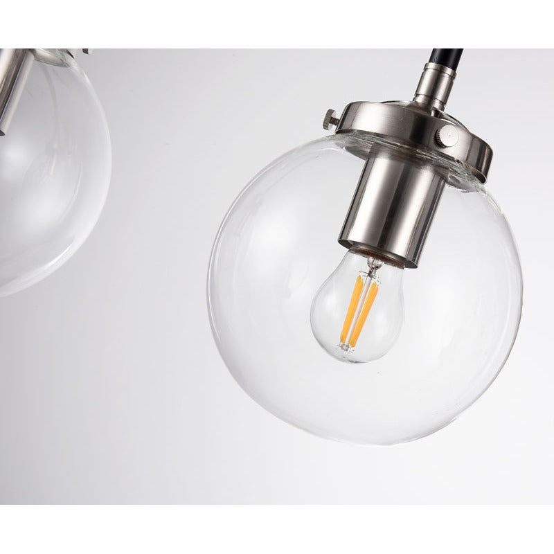 Polished Nickel Bathroom Vanity Light with Black Accents & Clear Glass Shades by Bethel - view 2