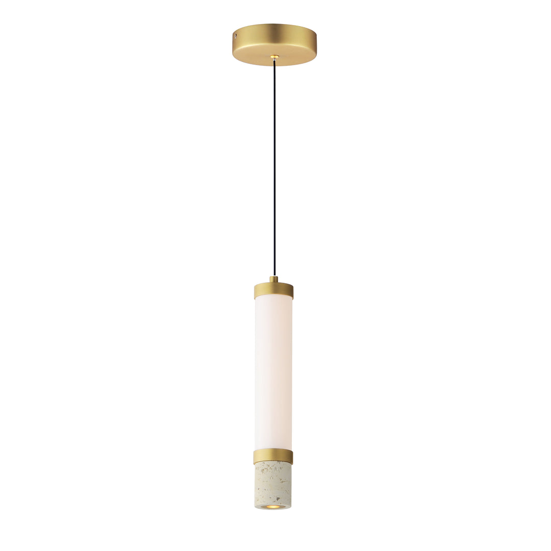 Travertine - 1-Light LED Pendant in Travertine / Gold by ET2 Lighting