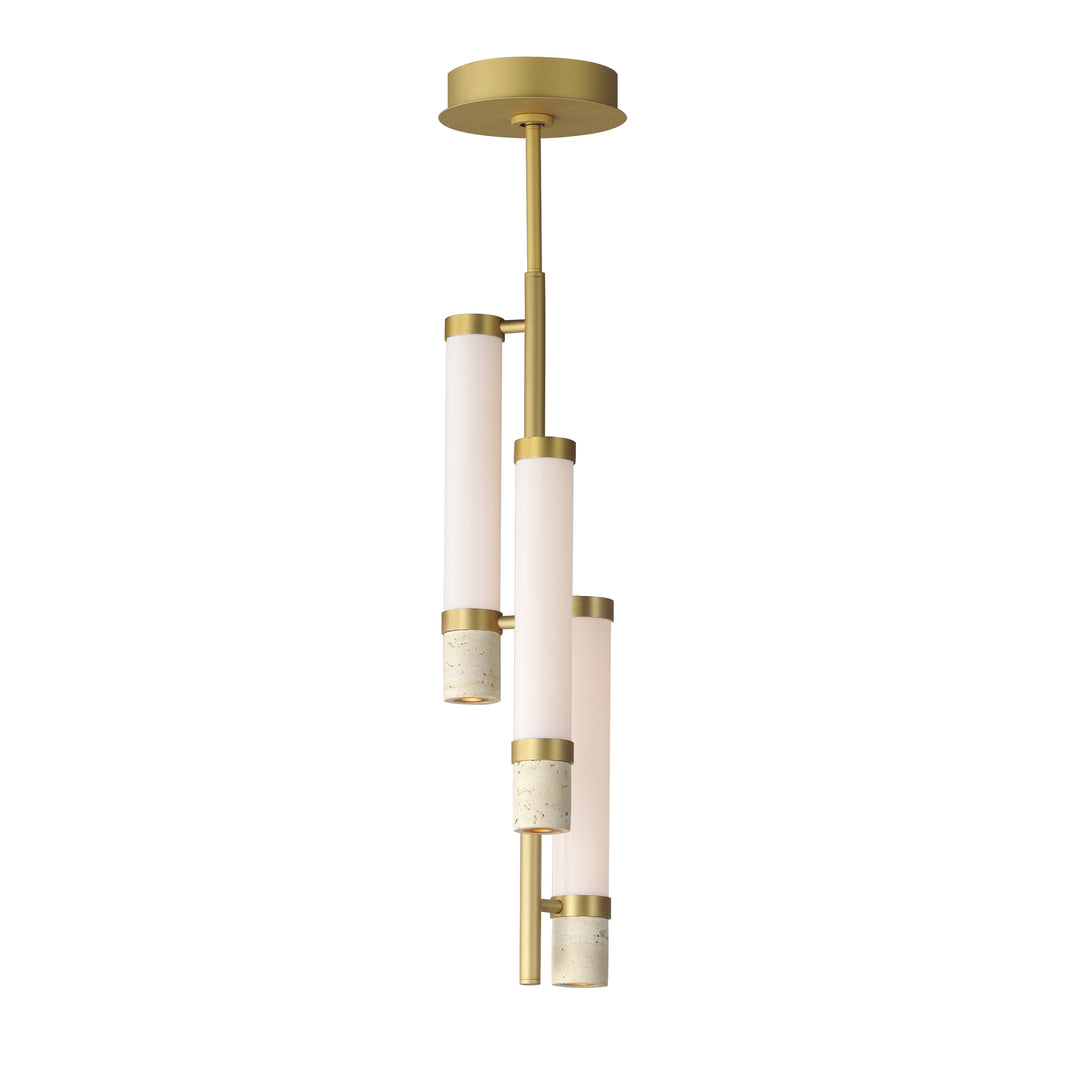 Travertine - 3-Light LED Pendant in Travertine / Gold by ET2 Lighting