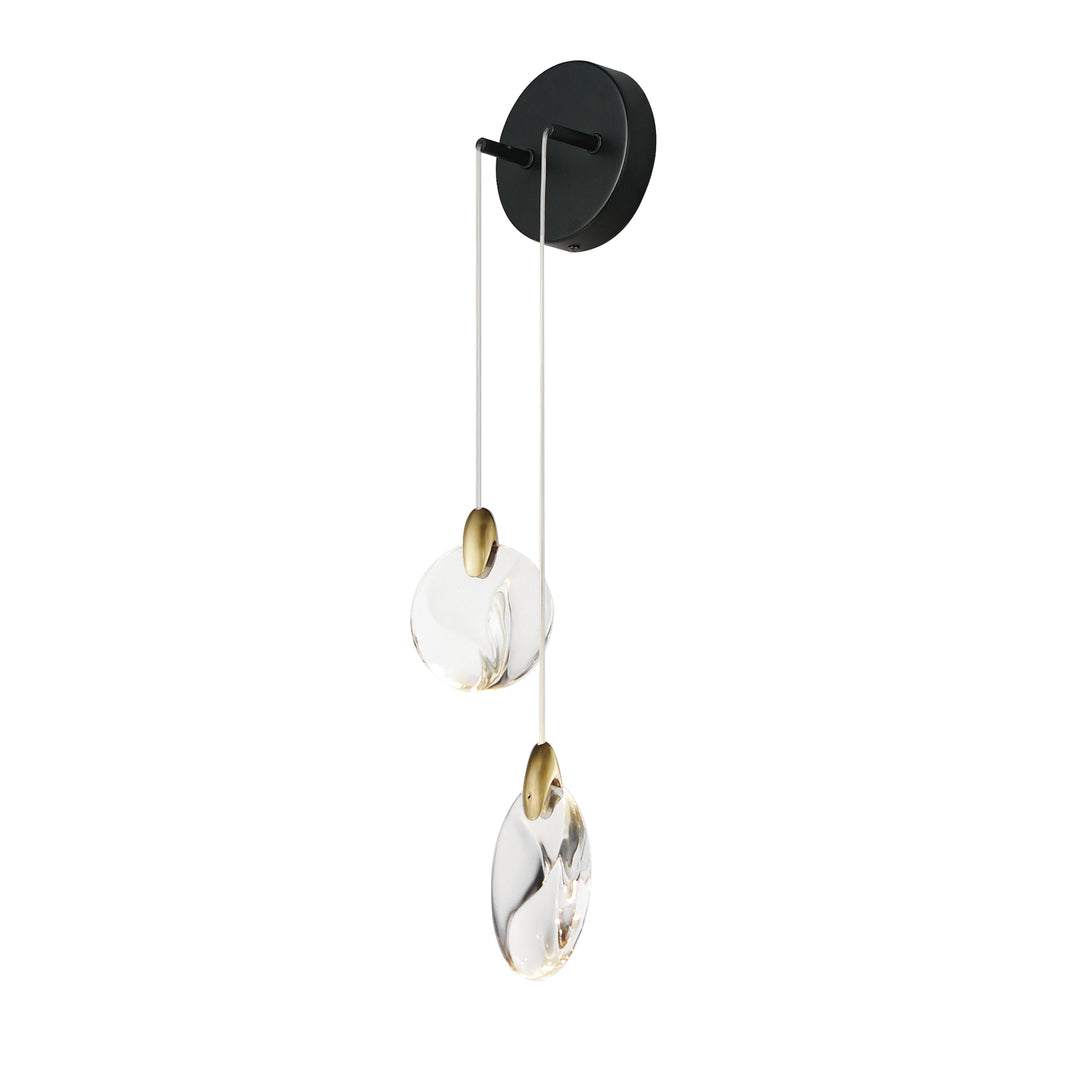 Pebble - 2-Light Wall Sconce in Black / Polished Gold by ET2 Lighting