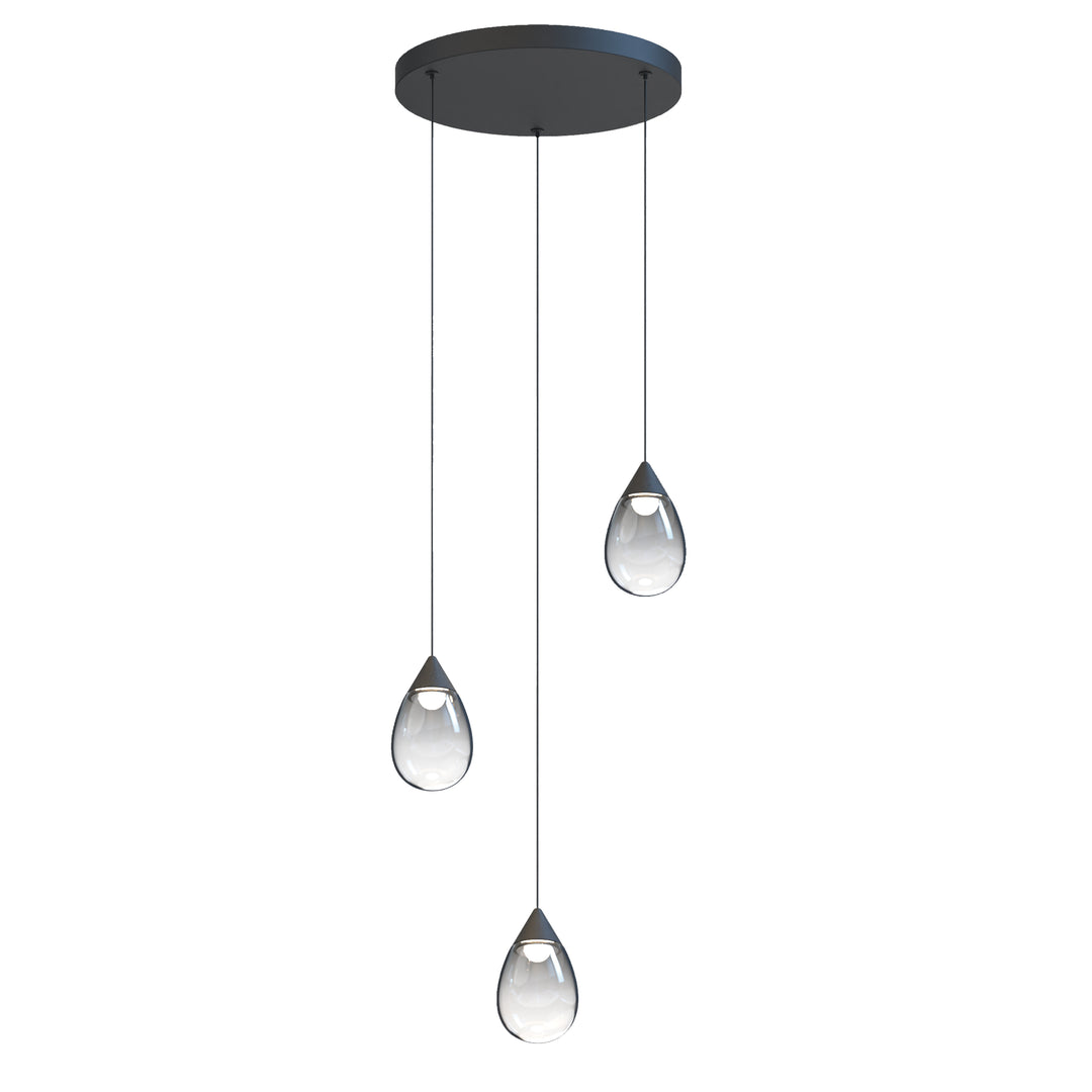 Dewdrop - 3-Light LED Pendant in Black / Smoke by ET2 Lighting