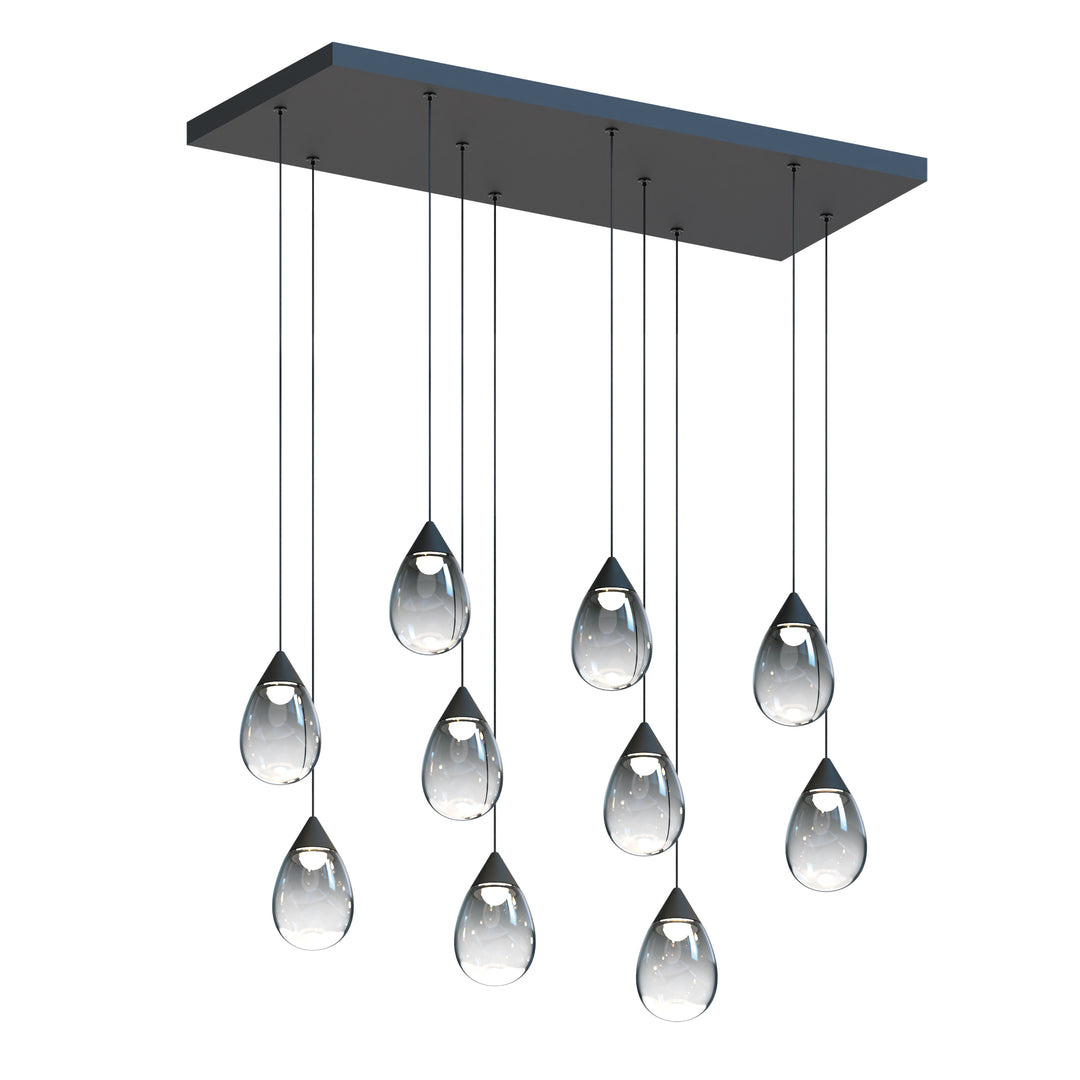 Dewdrop - 10-Light LED Linear Pendant in Black / Smoke by ET2 Lighting