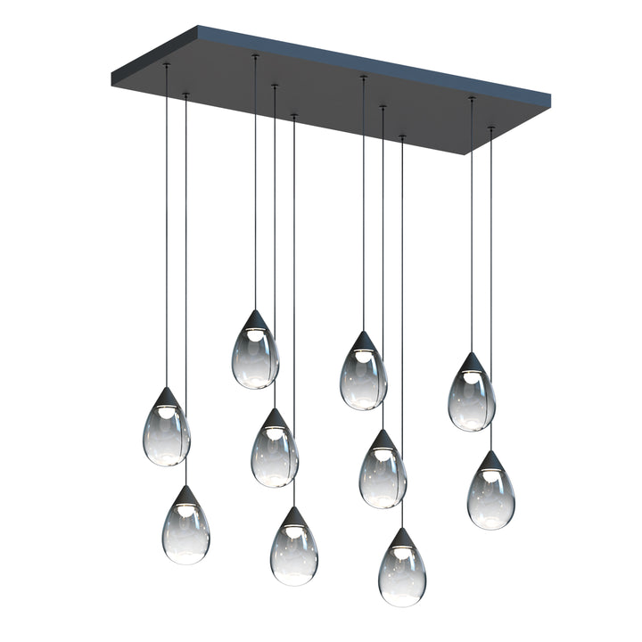Dewdrop - 10-Light LED Linear Pendant in Black / Smoke by ET2 Lighting