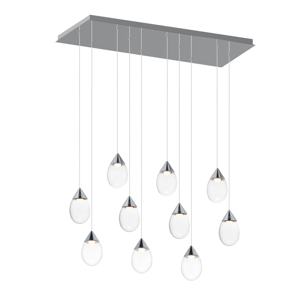 Dewdrop - 10-Light LED Linear Pendant in Polished Chrome / Clear by ET2 Lighting