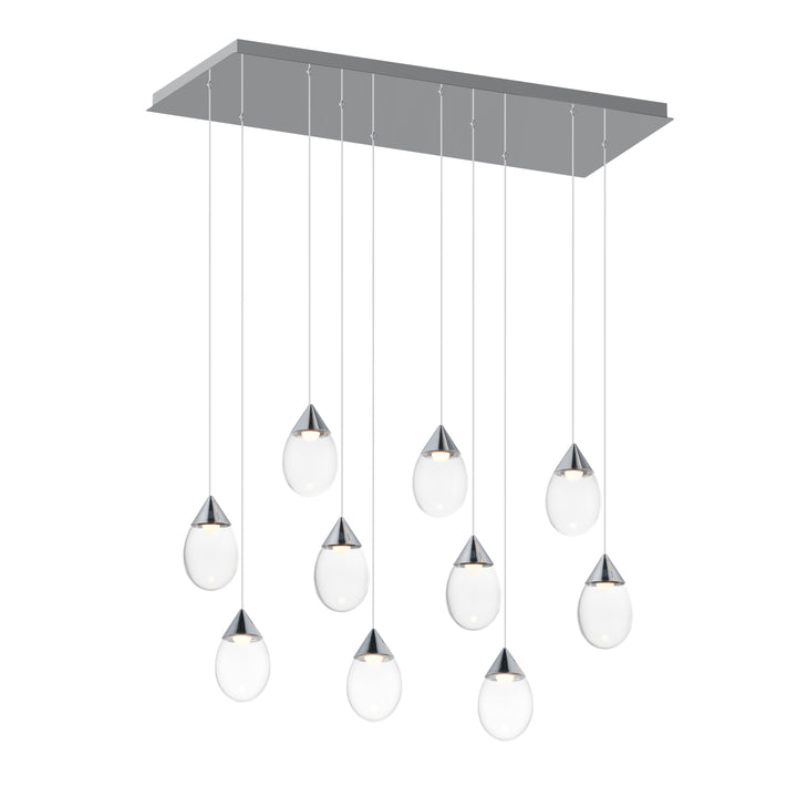 Dewdrop - 10-Light LED Linear Pendant in Polished Chrome / Clear by ET2 Lighting