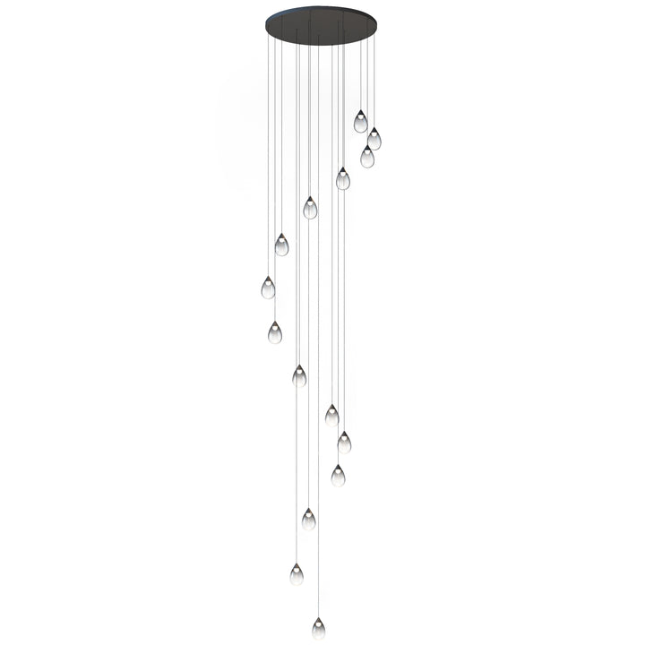 Dewdrop - 15-Light LED Pendant in Black / Smoke by ET2 Lighting