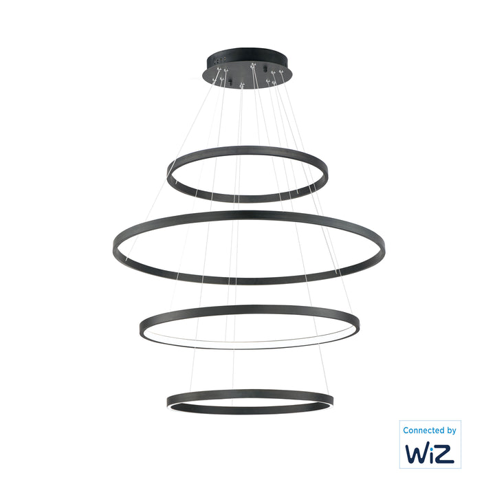 Groove - 4-Tier LED Pendant WiZ in Black by ET2 Lighting
