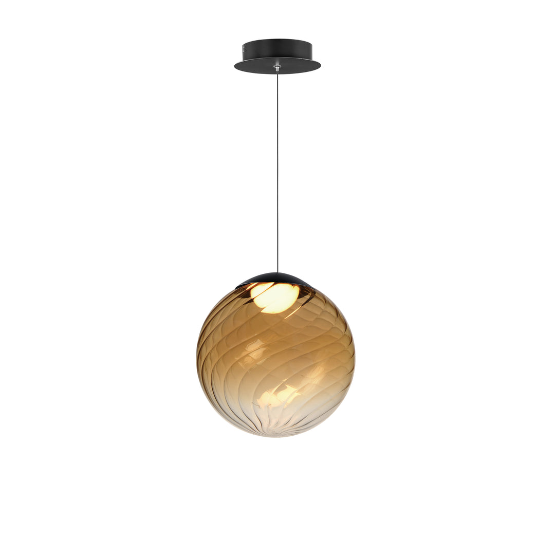 Planetary - 1-Light LED Pendant in Amber / Black by ET2 Lighting
