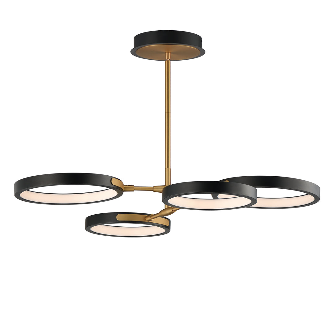 Hoopla - 4-Light LED Pendant Chandelier in Black / Gold by ET2 Lighting
