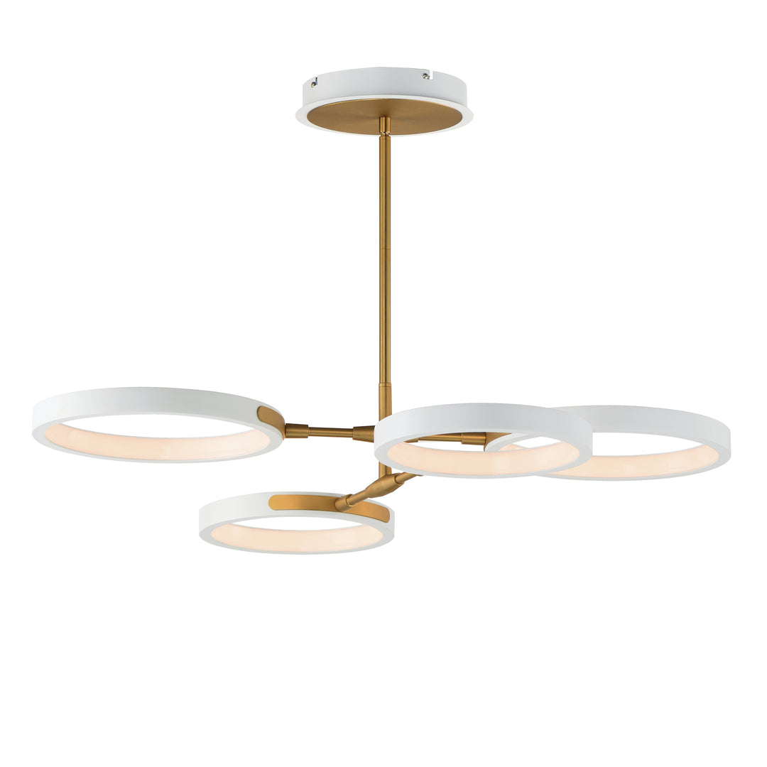 Hoopla - 4-Light LED Pendant Chandelier in White / Gold by ET2 Lighting
