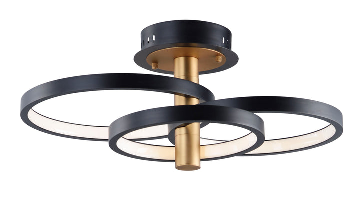 Hoopla - 3-Light LED Semi Flush Mount in Black / Gold by ET2 Lighting