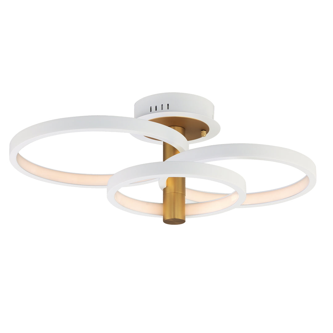 Hoopla - 3-Light LED Semi Flush Mount in White / Gold by ET2 Lighting
