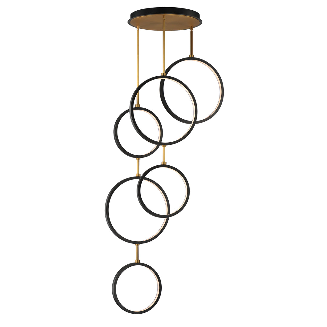 Hoopla - 6-Light LED Pendant Tall in Black / Gold by ET2 Lighting