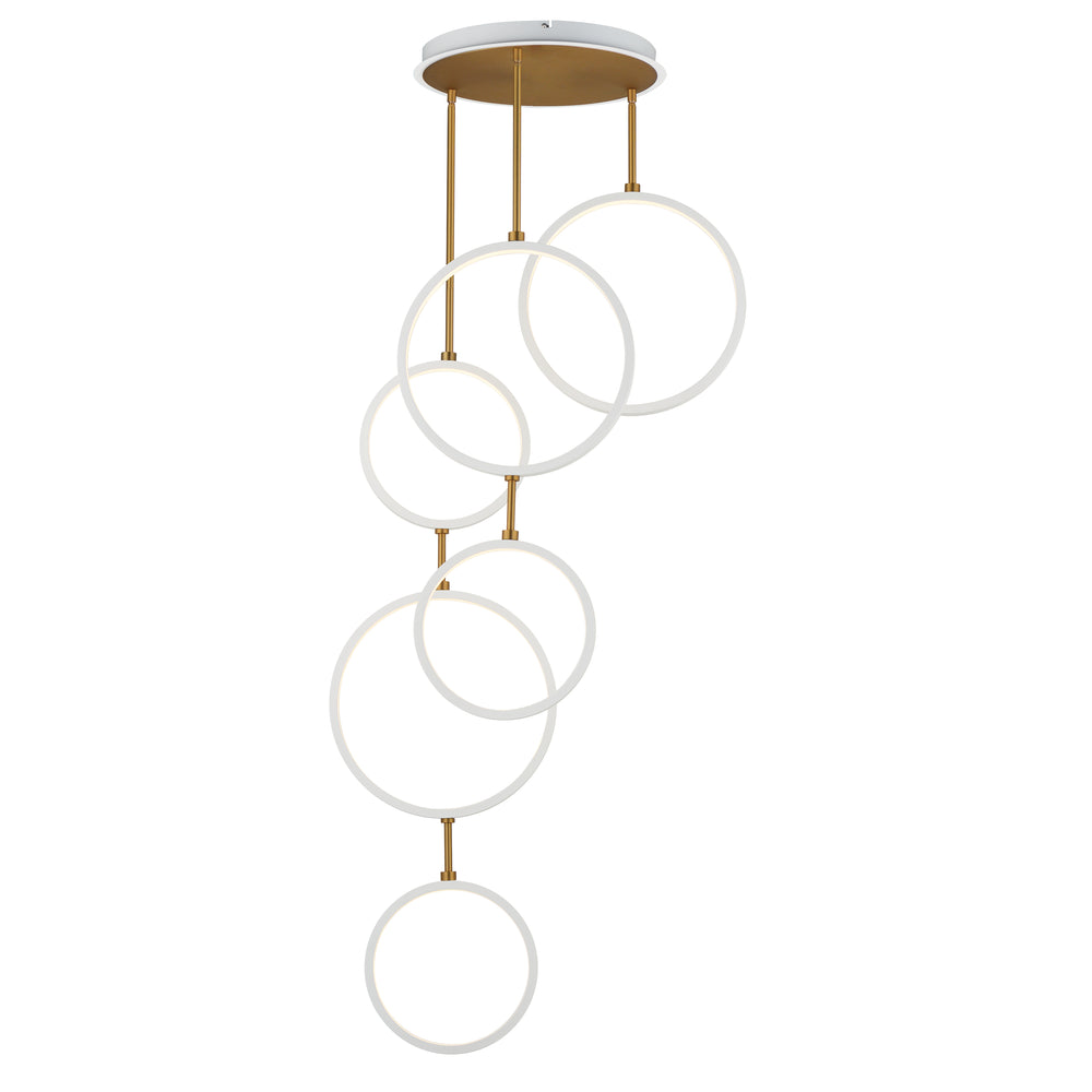 Hoopla - 6-Light LED Pendant Tall in White / Gold by ET2 Lighting