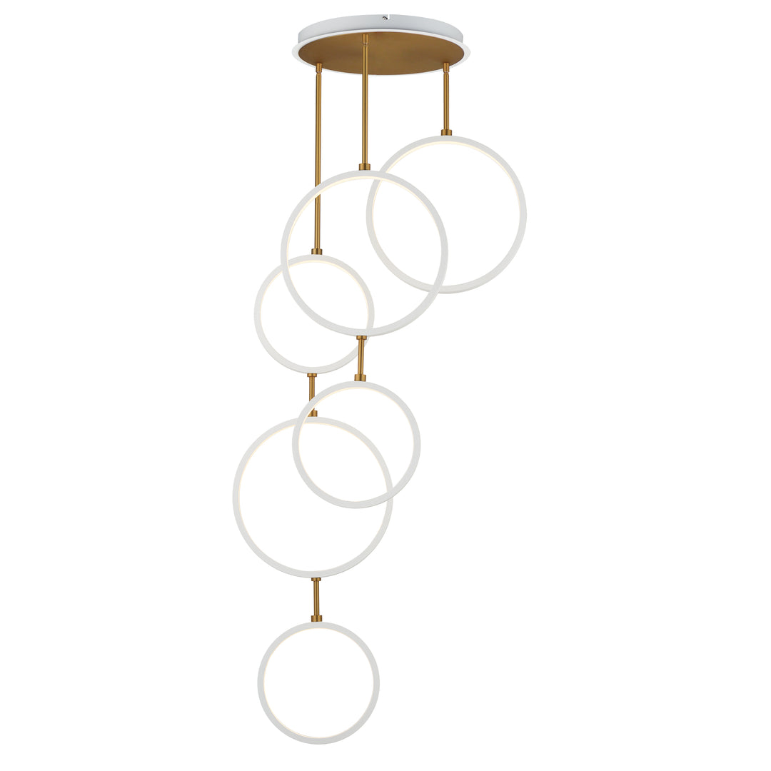 Hoopla - 6-Light LED Pendant Tall in White / Gold by ET2 Lighting