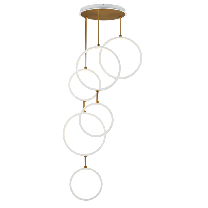 Hoopla - 6-Light LED Pendant Tall in White / Gold by ET2 Lighting