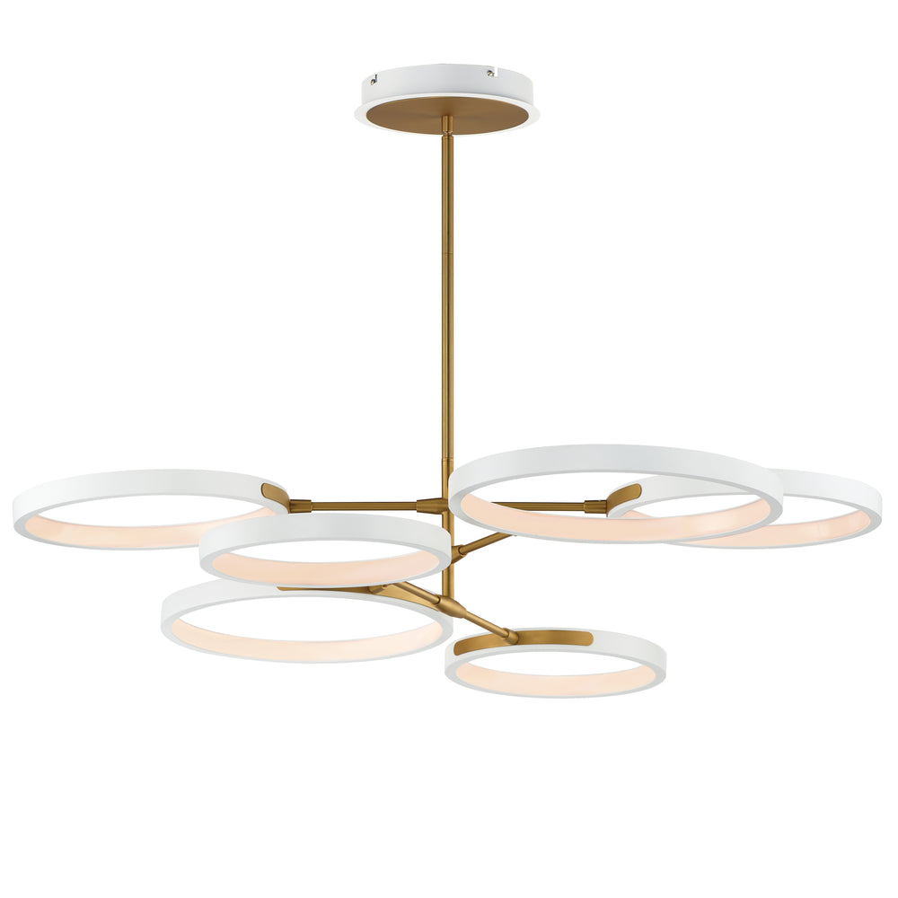 Hoopla - 6-Light LED Pendant Wide in White / Gold by ET2 Lighting