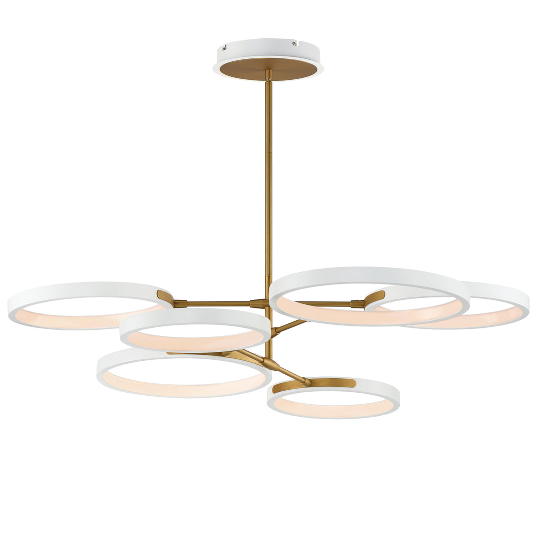 Hoopla - 6-Light LED Pendant Wide in White / Gold by ET2 Lighting