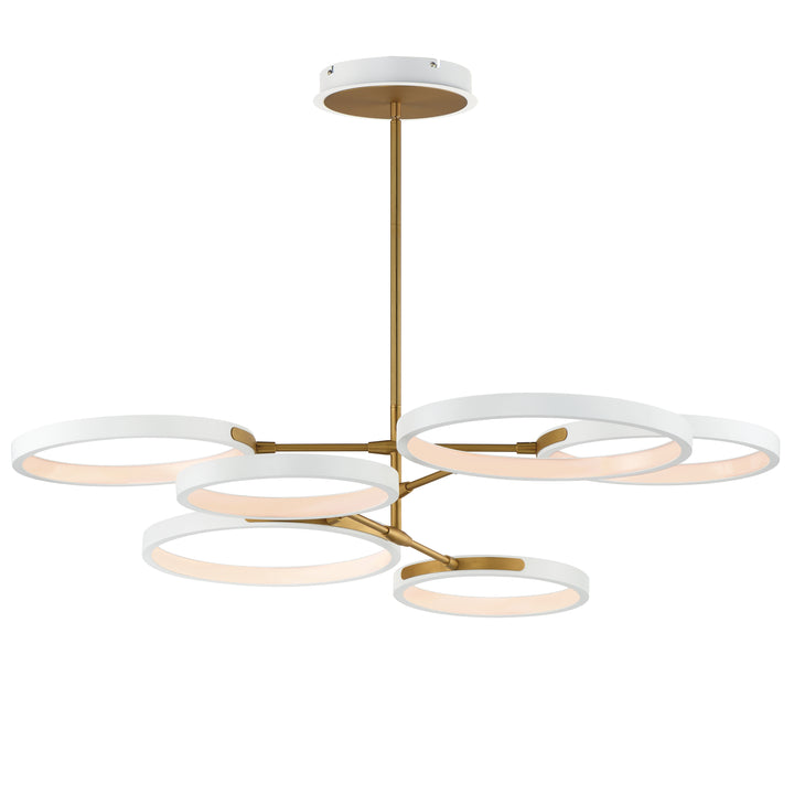 Hoopla - 6-Light LED Pendant Wide in White / Gold by ET2 Lighting