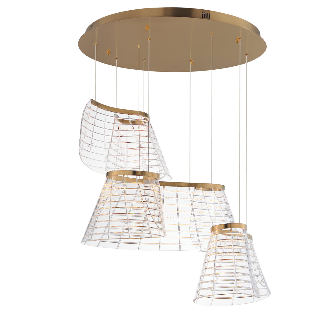 Tartan - 3-Light LED Pendant in Brushed Champagne by ET2 Lighting
