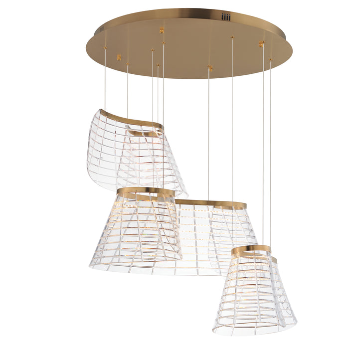 Tartan - 3-Light LED Pendant in Brushed Champagne by ET2 Lighting