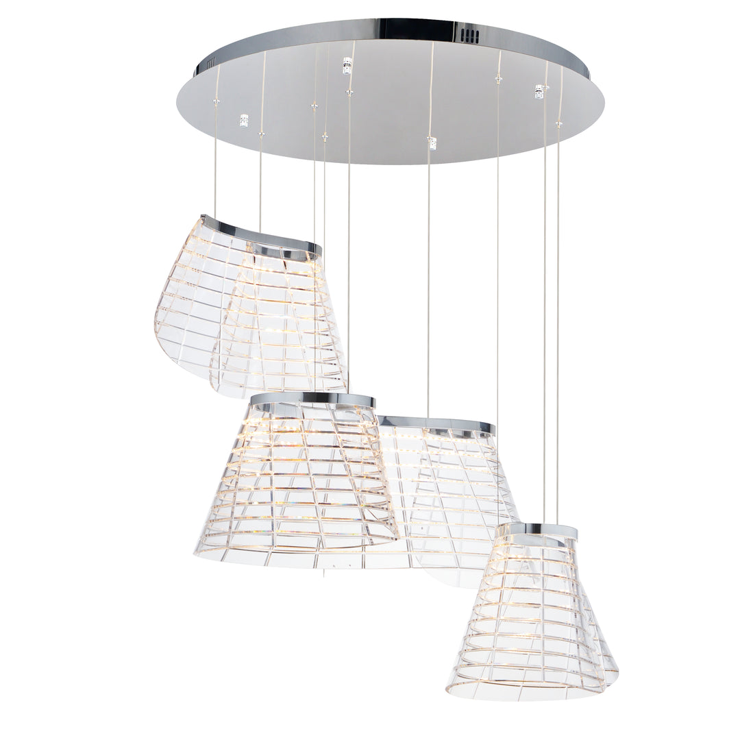 Tartan - 3-Light LED Pendant in Polished Chrome by ET2 Lighting