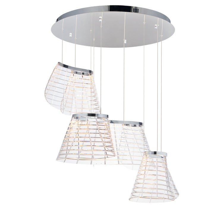 Tartan - 3-Light LED Pendant in Polished Chrome by ET2 Lighting