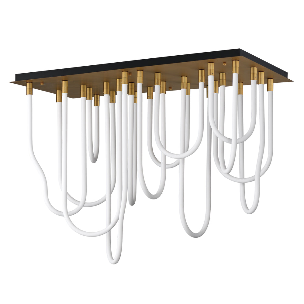Soleil - 14-Light LED Square Flush Mount in Natural Aged Brass by ET2 Lighting