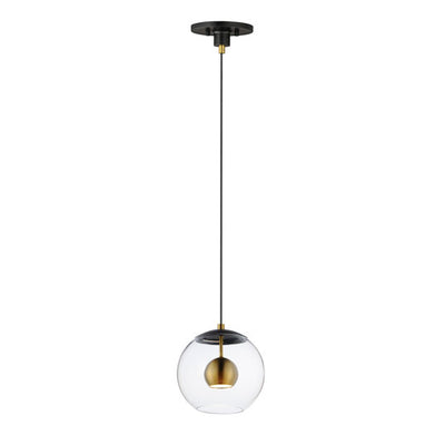 LED Black and Natural Aged Brass with Clear Glass Pendant