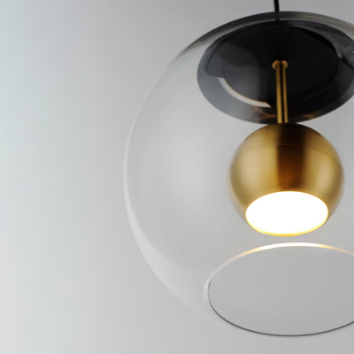 LED Black and Natural Aged Brass with Clear Glass Pendant