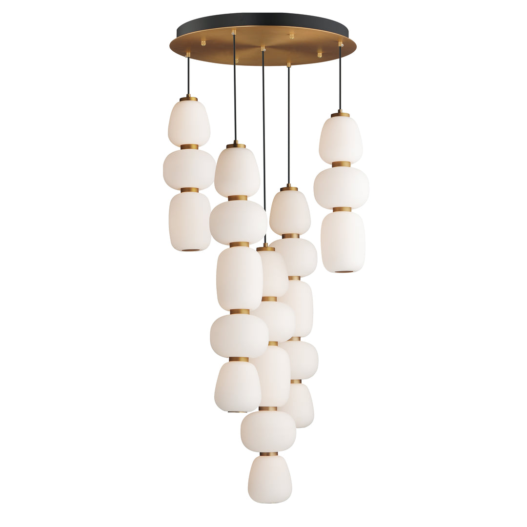 Soji - 5-Light Chandelier in Black / Gold by ET2 Lighting